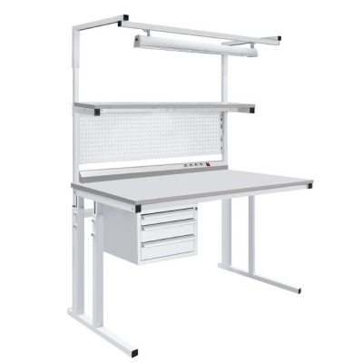 Стол промышленный СПР (СПР-1200, Общепромышленное, Металл: RAL-9005 Черный, Кромка: Серый)